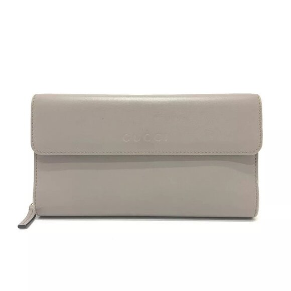GUCCI logo Continental Wallet Long Wallet Leather gray/GoldHardware - Picture 1 of 15